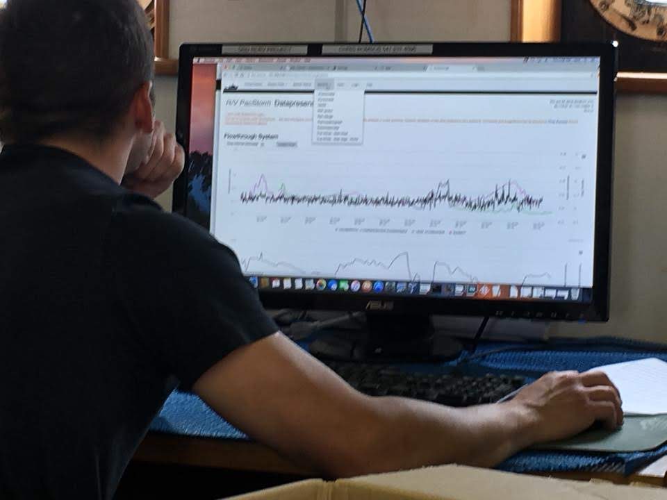 Man looks at data on a computer screen