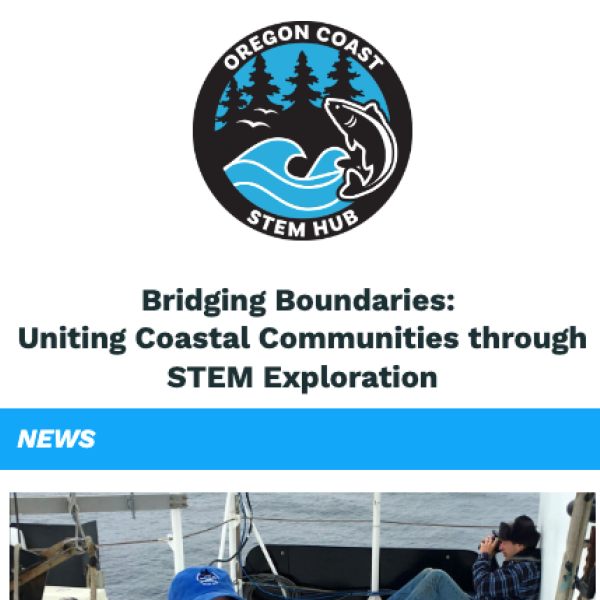 A screenshot of a STEM Hub newsletter shows the fish logo and a tagline.