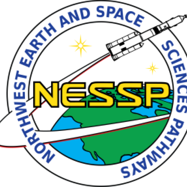 Northwest Earth and Space Sciences Pathways logo showing a rocket flying around the earth.
